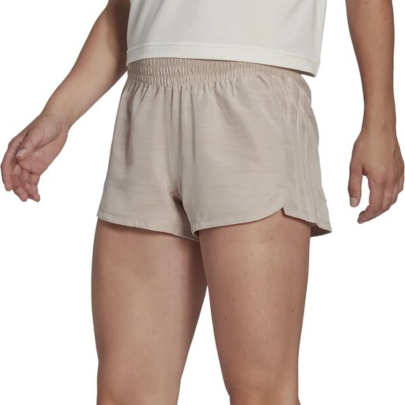 NWT ADIDAS Womens 3-Stripe Aeroready Pacer Woven Shorts in Taupe - Picture 2 of 14